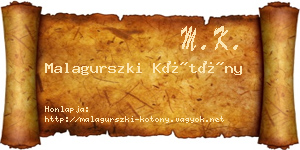Malagurszki Kötöny névjegykártya